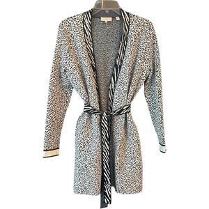 TED BAKER London Womens Ivory Lyyinda Zebra Jacquard Cardigan US Size 6 Duster